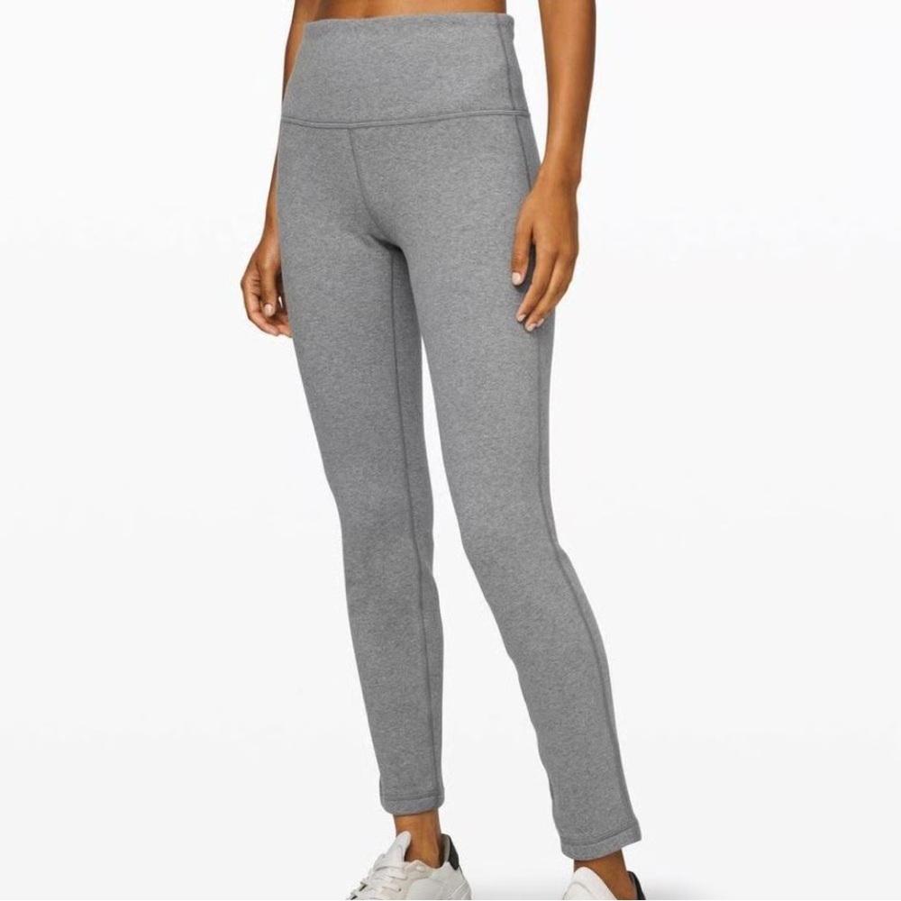 Lululemon Wunder Lounge Extra Warm Fleece Lined Leggings Sz 2 Grey